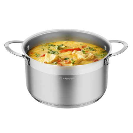 Кастрюля из нержавеющей стали со стеклянной крышкой, 20 см, 3,3 л. MAUNFELD GERDA MCS33S07